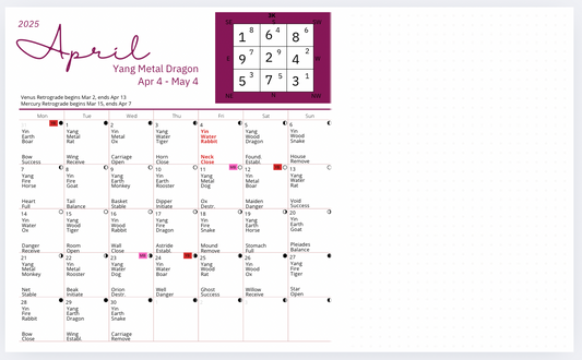 Feng Shui and Chinese Astrology Planner - Half-Letter PDF download